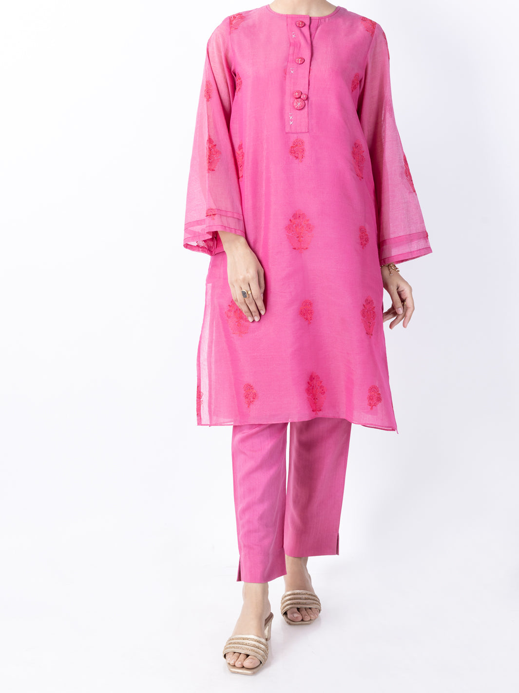 Pink Poly Cotton 2Pc Stitched - AL-2PS-LKS-946B