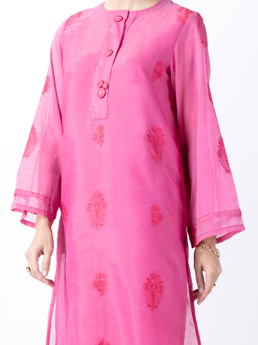 Pink Poly Cotton 2Pc Stitched - AL-2PS-LKS-946B
