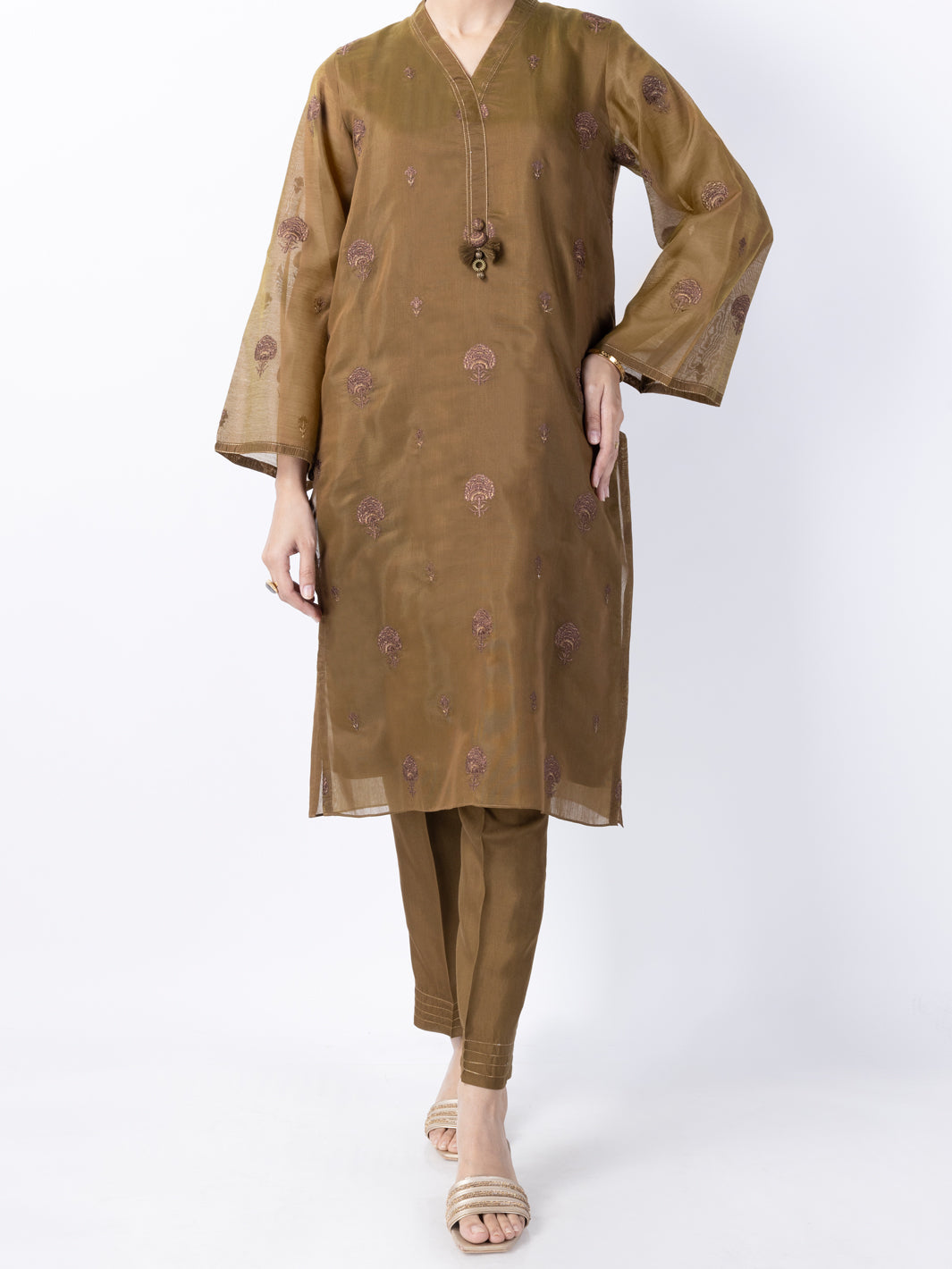 Mehndi Green Poly Cotton 2Pc Stitched - AL-2PS-LKS-947A