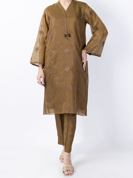 Mehndi Green Poly Cotton 2Pc Stitched - AL-2PS-LKS-947A