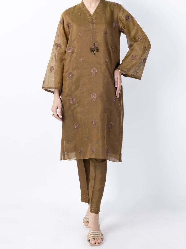 Mehndi Green Poly Cotton 2Pc Stitched - AL-2PS-LKS-947A