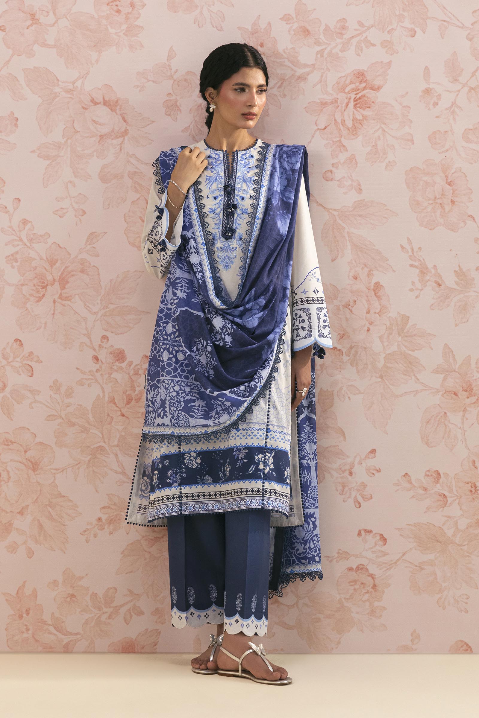Unstitched Embroidered 3 Piece Lawn Suit