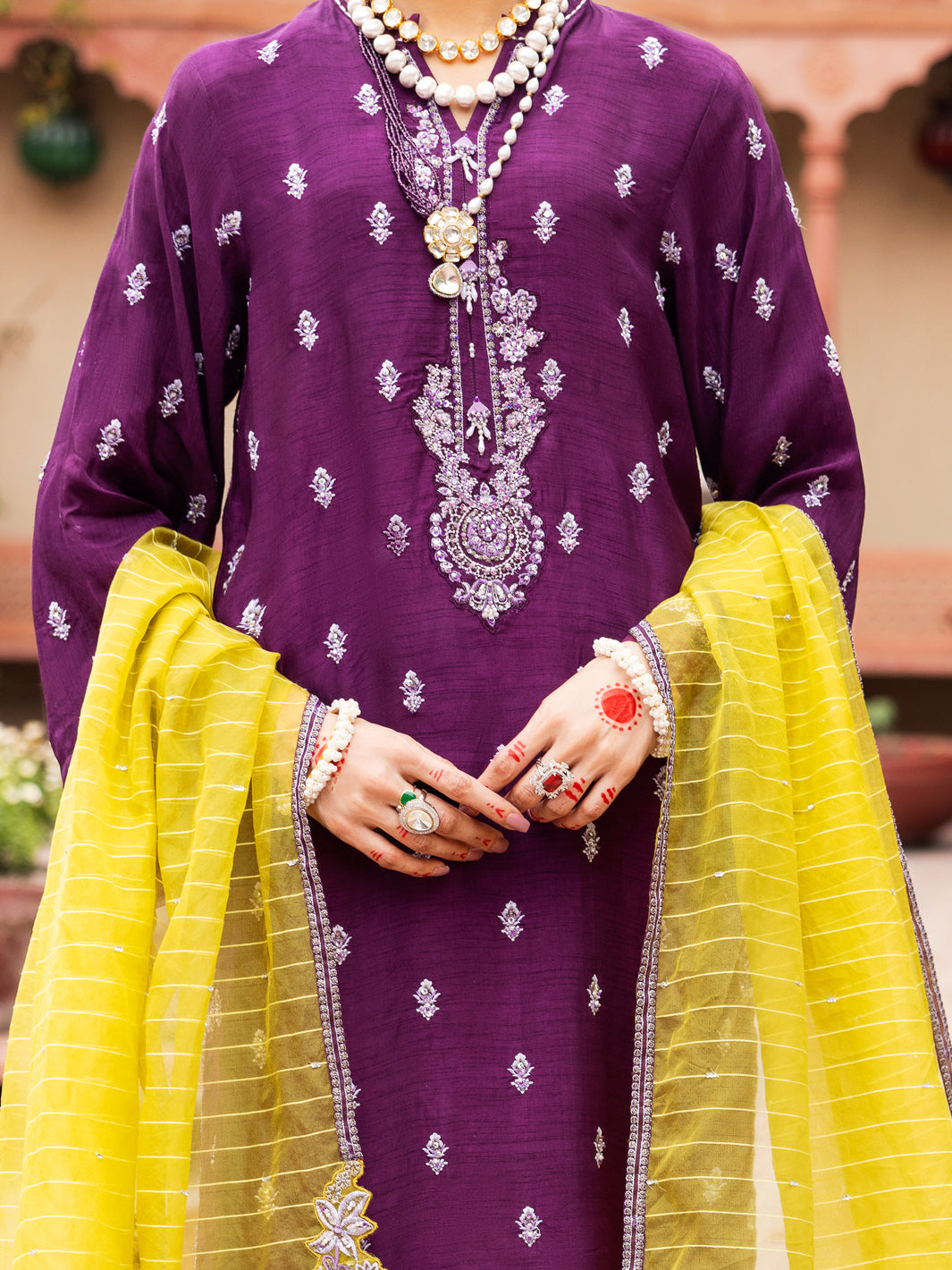 Purple Raw Silk 3Pc Formal Stitched - AL-3PS-LS-472