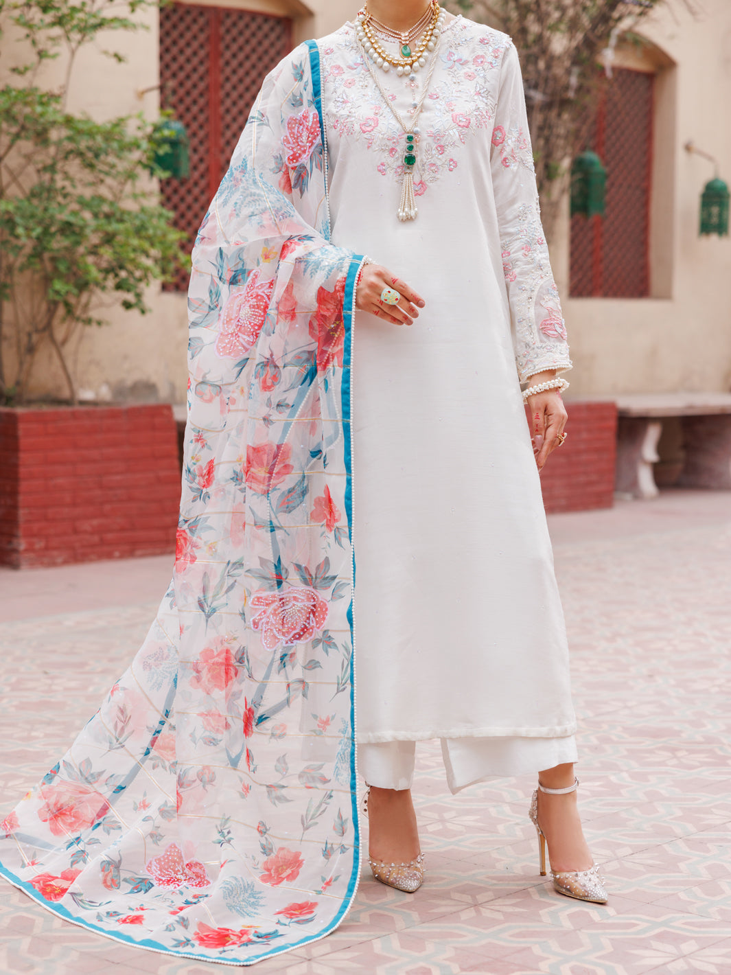 Off White Raw Silk 3Pc Formal Stitched - AL-3PS-LS-473
