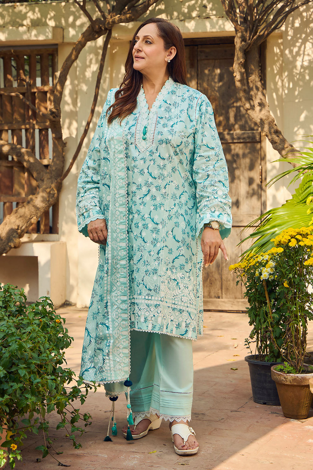 3 Piece Lacquer Printed Lawn Suit With Dupatta