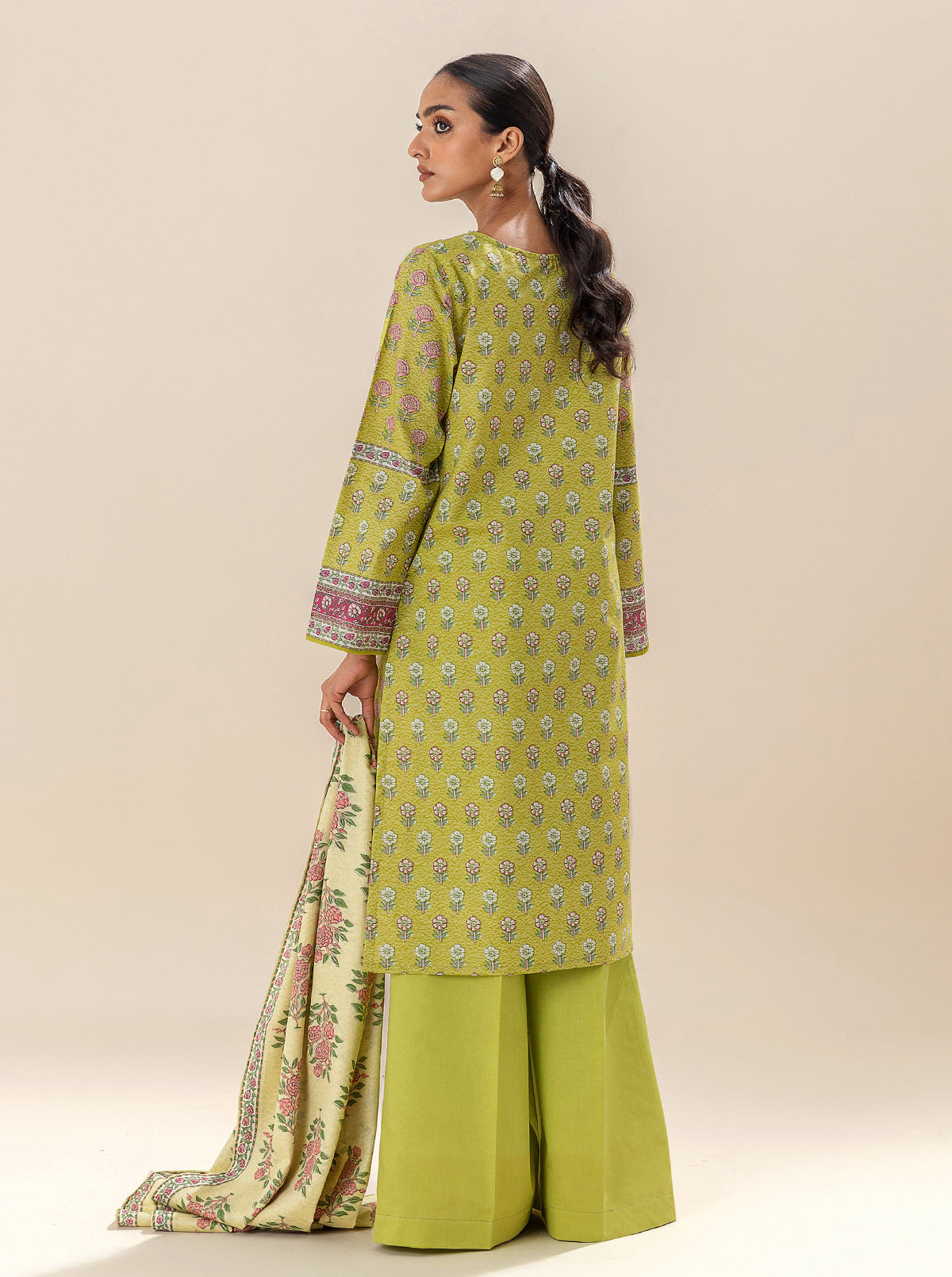 3 Piece Embroidered Lawn Suit-Apple Cinnamon (Unstitched)
