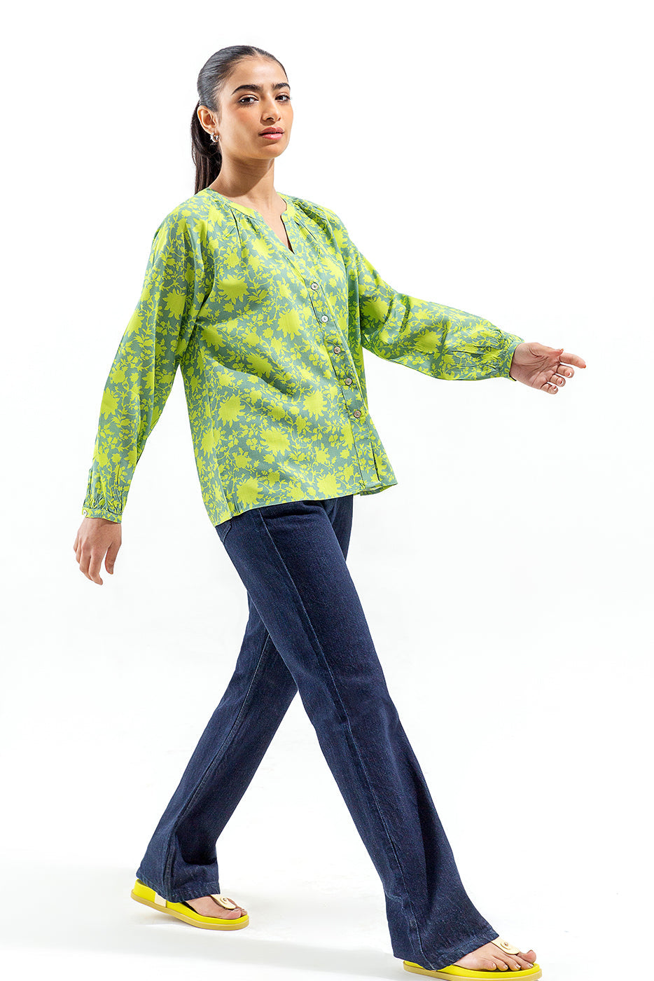 Printed Floral Collar Shirt