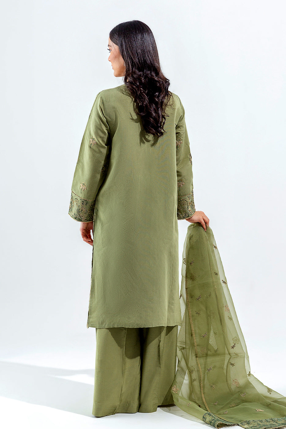 3 Piece Embroidered Two Tone Suit (Luxury Pret)