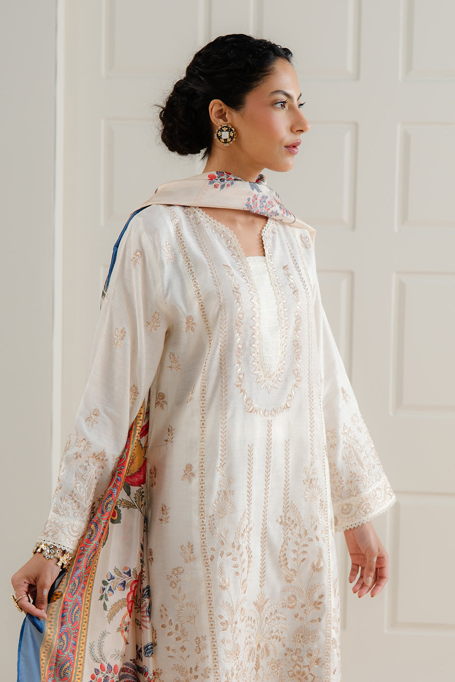 2 Piece Embroidered Two Tone Suit (Luxury Pret)
