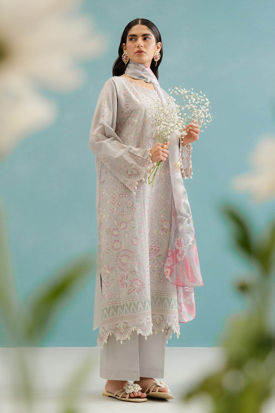 3 Piece Embroidered Lawn Suit (Unstitched)