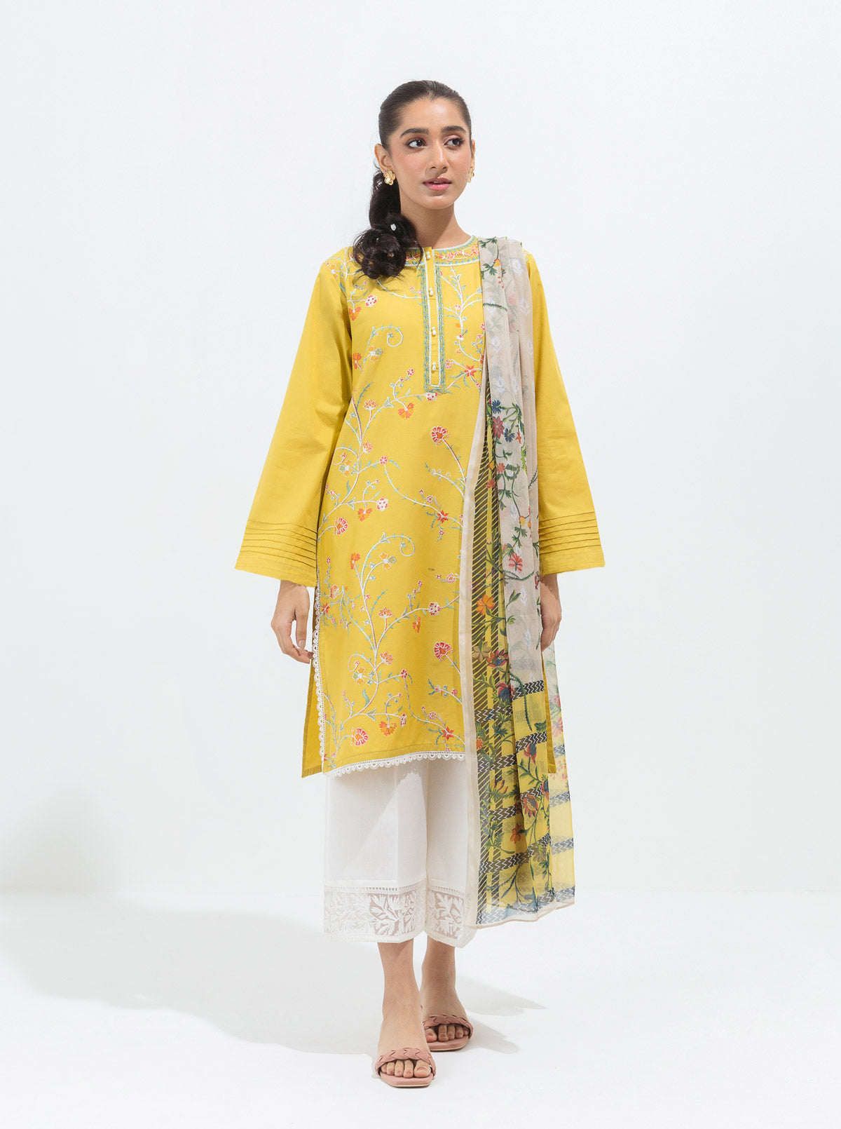 Embroidered Shirt With Dupatta