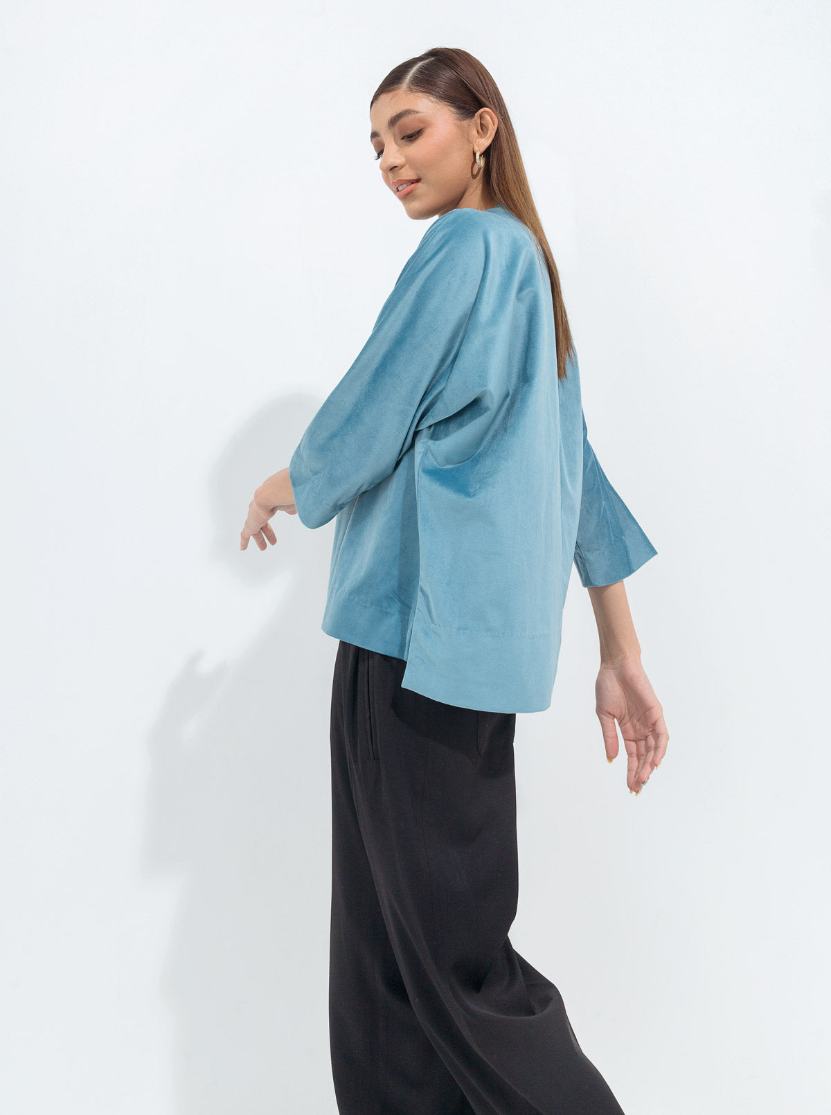 Light Teal Velour Top