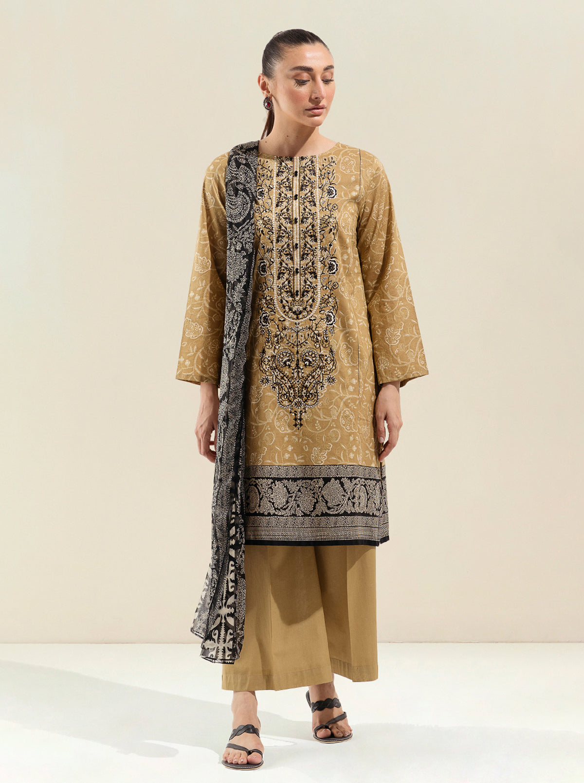 2 Piece - Printed Lawn Suit - Fall Leaf