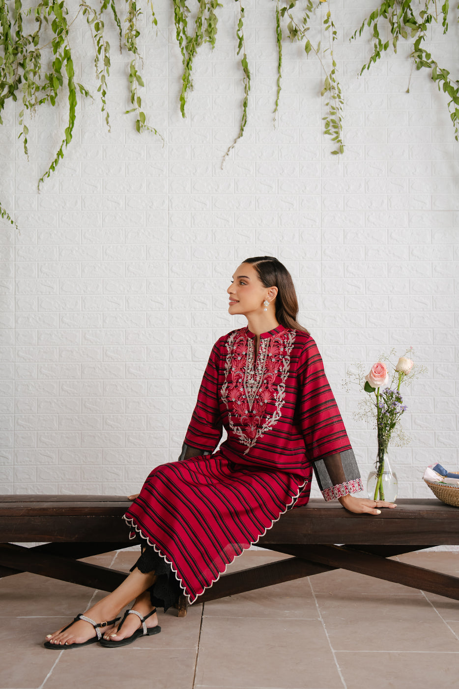 Embroidered Two Tone Shirt (Luxury Pret)