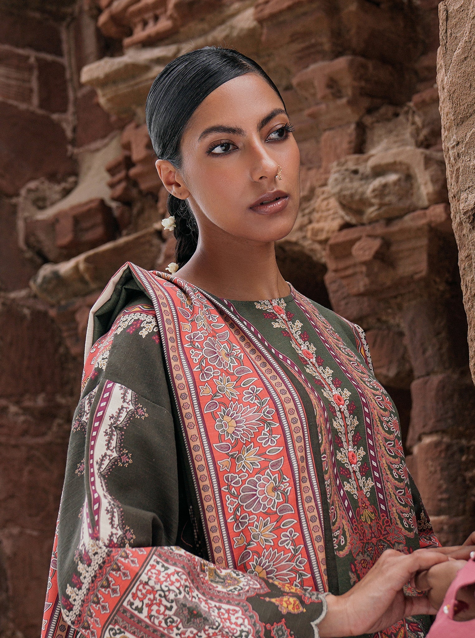 3 Piece - Printed Khaddar Suit - Malachite