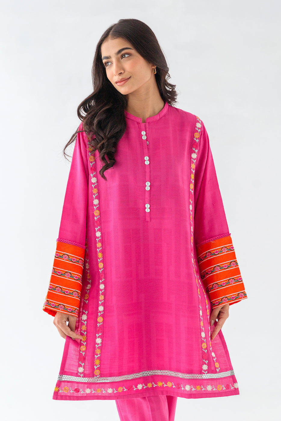 Embroidered Khaddar Jacquard Shirt (Pret)