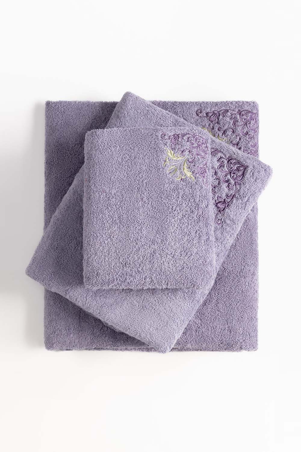Lilac Ice 3Pcs Embroidered Towel Set