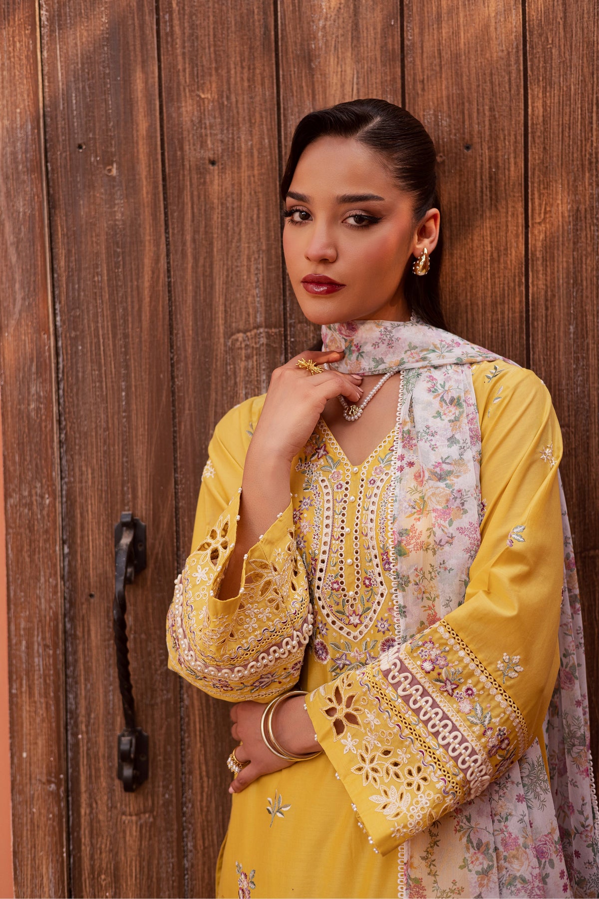 Lime Darla 3Pc - Festive Embroidered Lawn