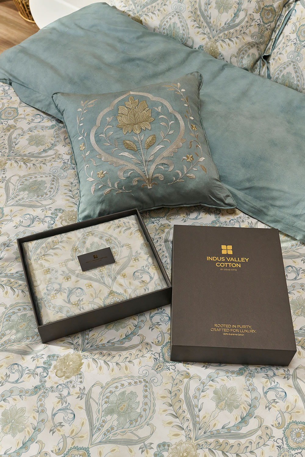 Indus Valley Cotton Lumiere Damask Quilt Cover Set
