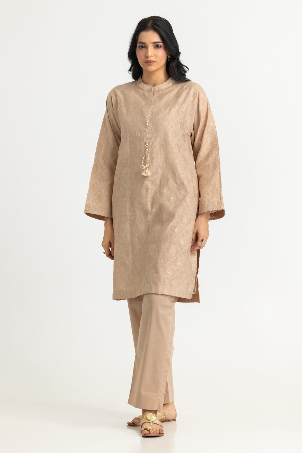 Lurex Jacquard Shirt And Dyed Trouser