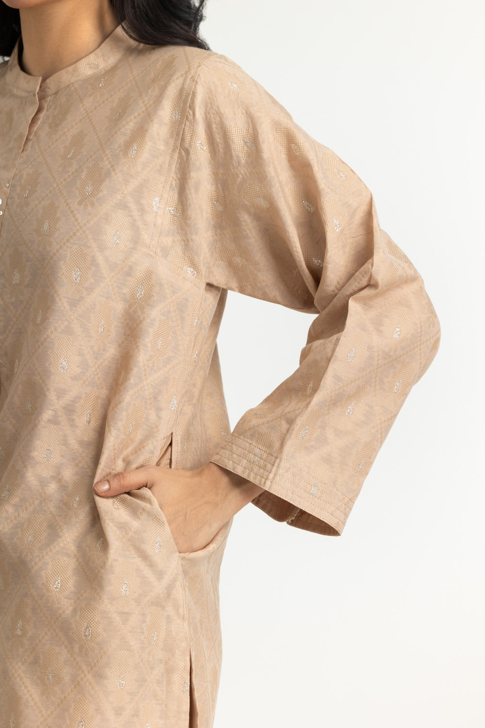 Lurex Jacquard Shirt And Dyed Trouser
