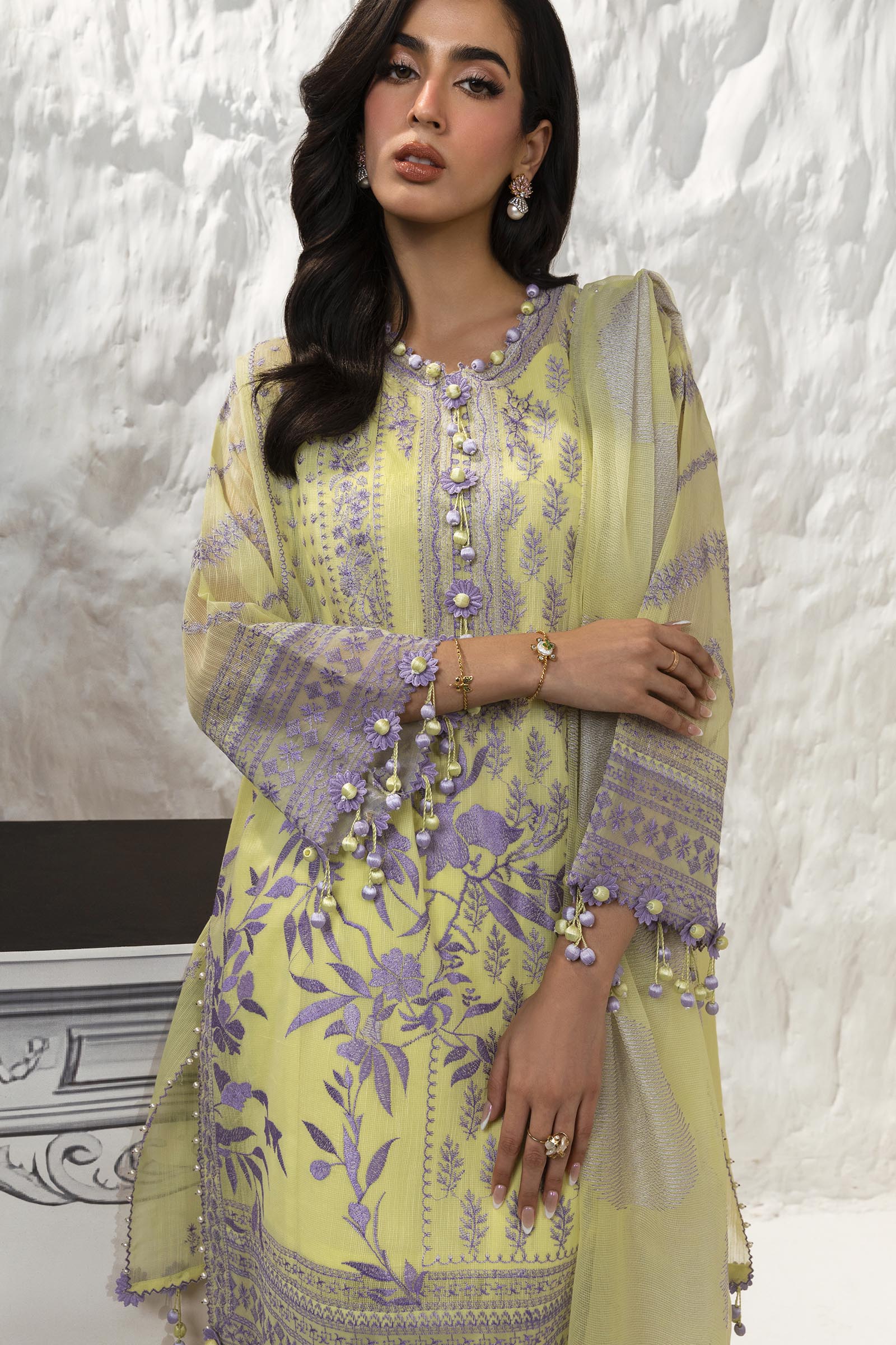 Unstitched 3 Piece Woven Net Suit