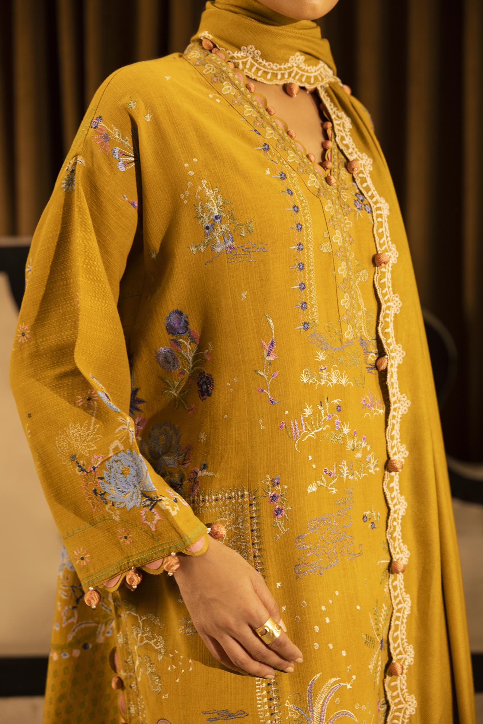 Unstitched Slub Muzlin 3 Piece Suit
