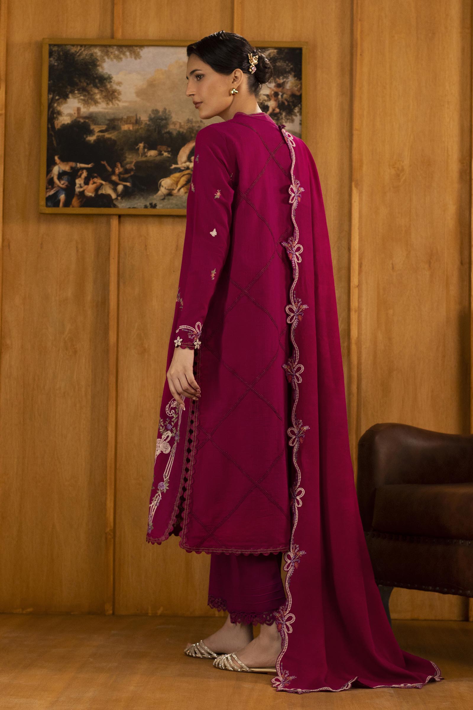 Unstitched Slub Muzlin 3 Piece Suit