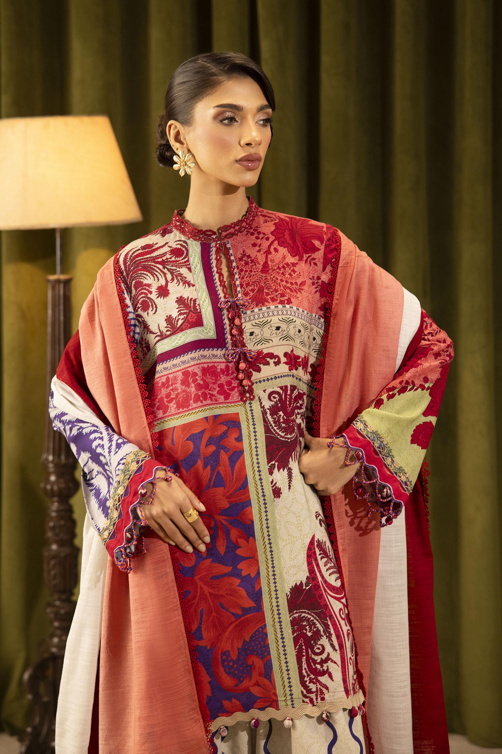 Unstitched Linen Muzlin 3 Piece Suit