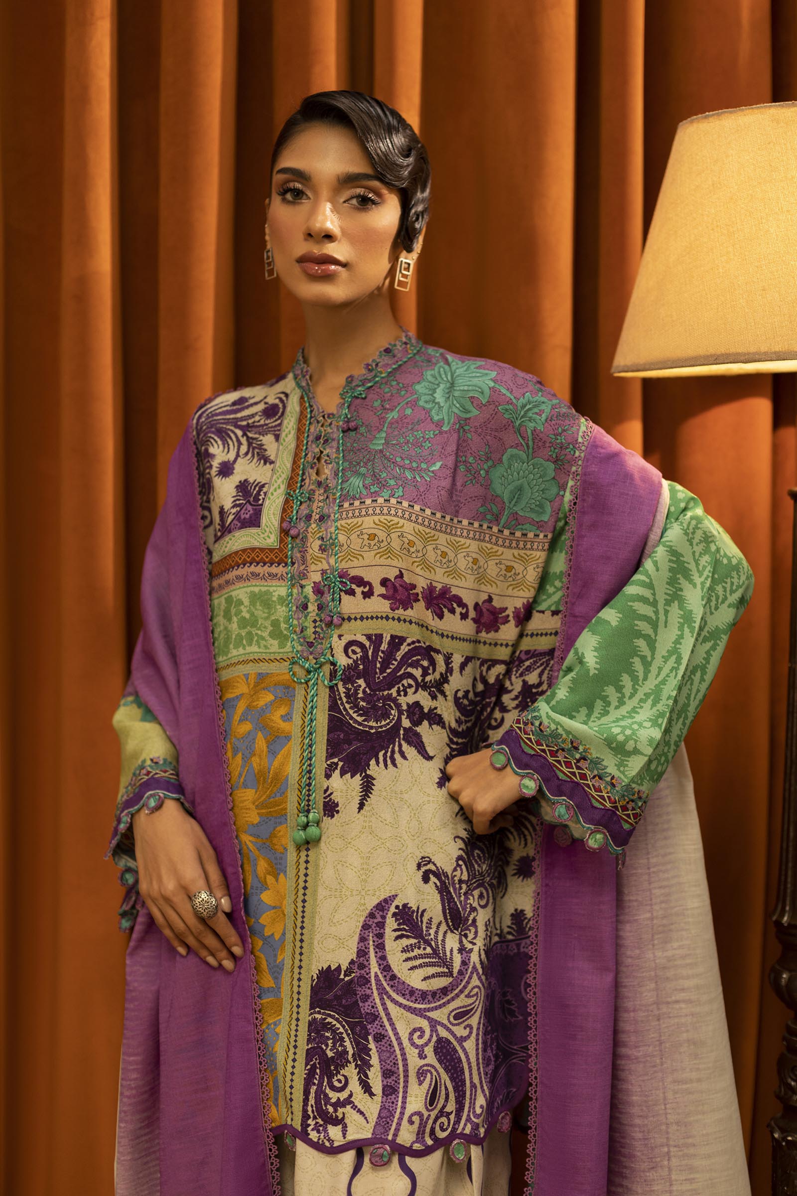 Unstitched Linen Muzlin 3 Piece Suit