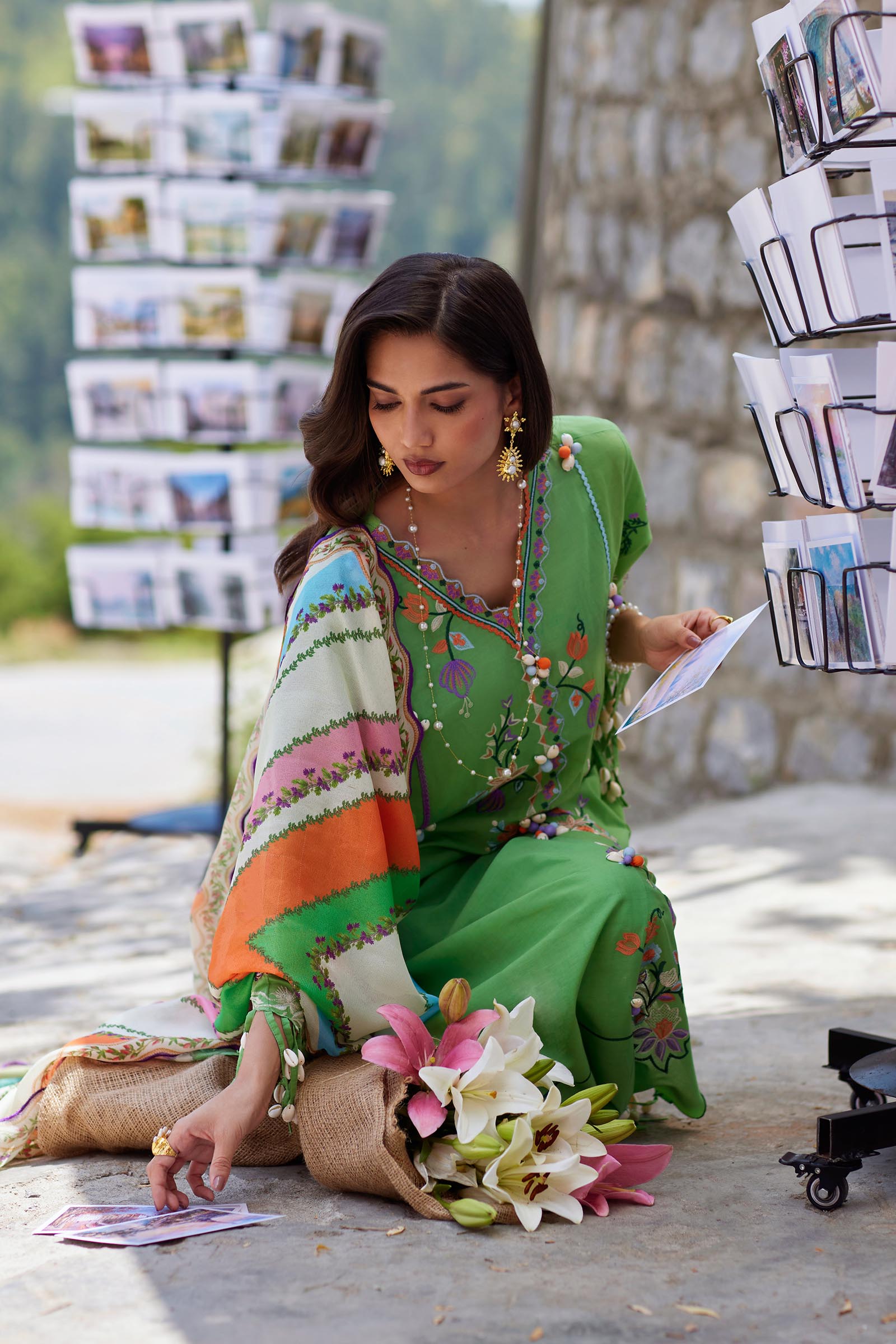 Unstitched Embroidered 3 Piece Muzlin Suit