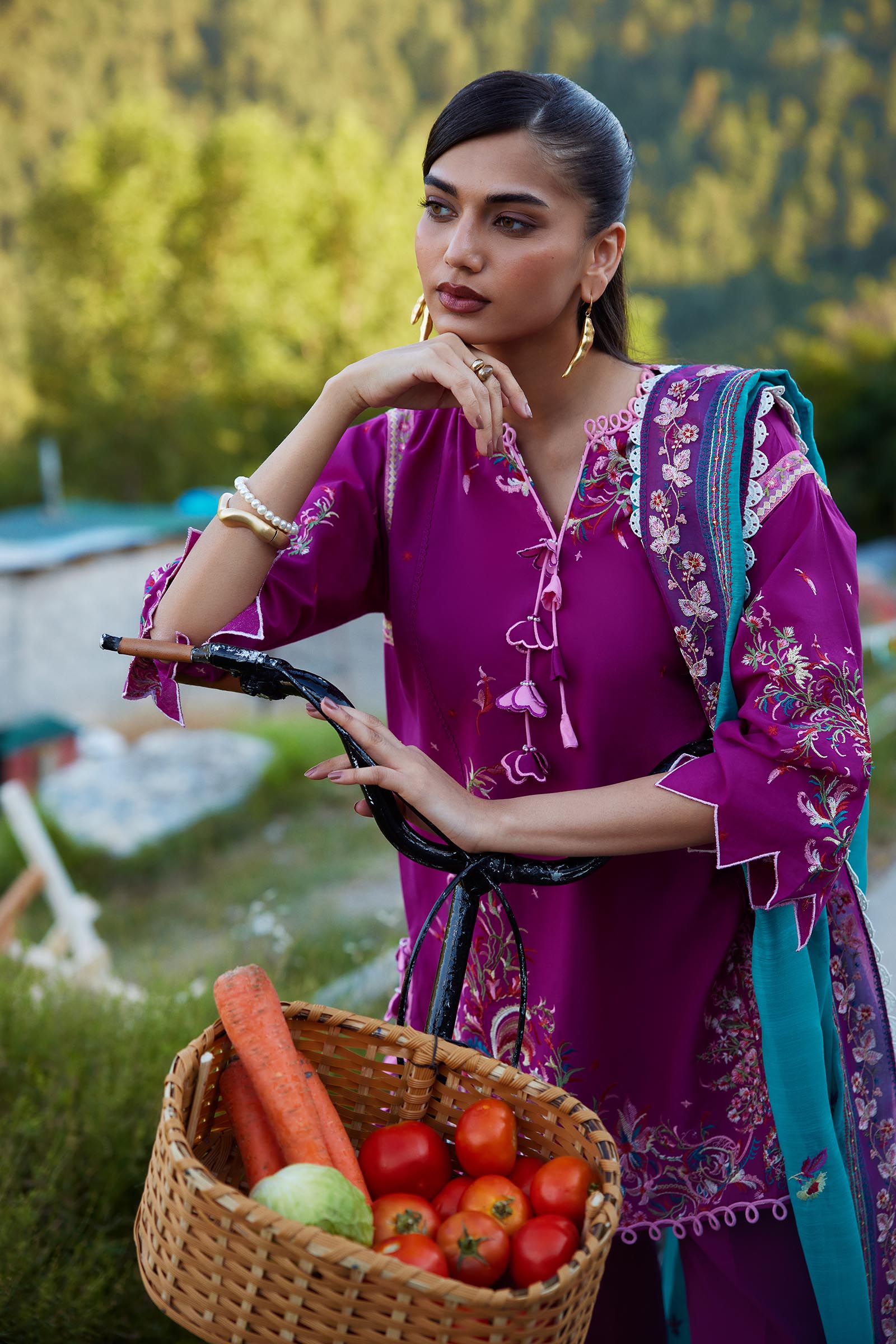 Unstitched Embroidered 3 Piece Muzlin Suit