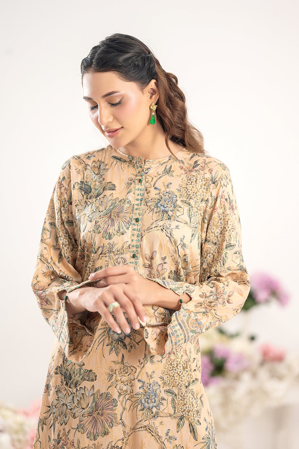 BLUSH PEACH JACQUARD PRINTED SET | 2PC