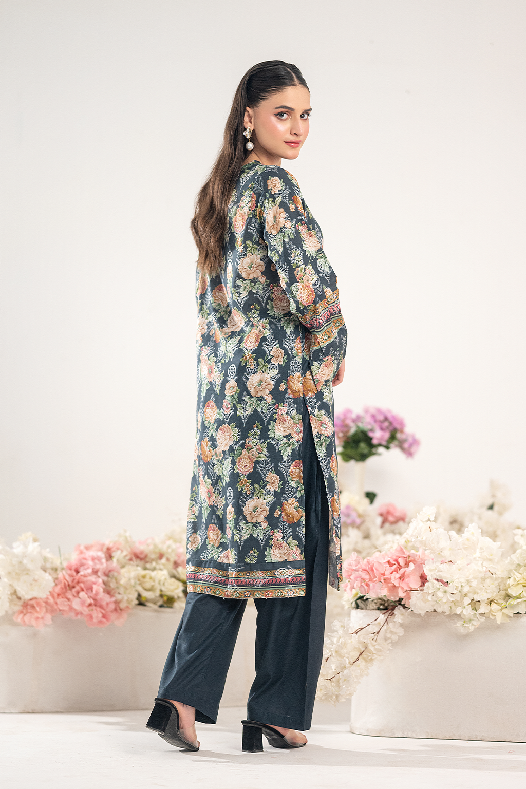 BLACK SLATE JACQUARD PRINTED SET | 2PC