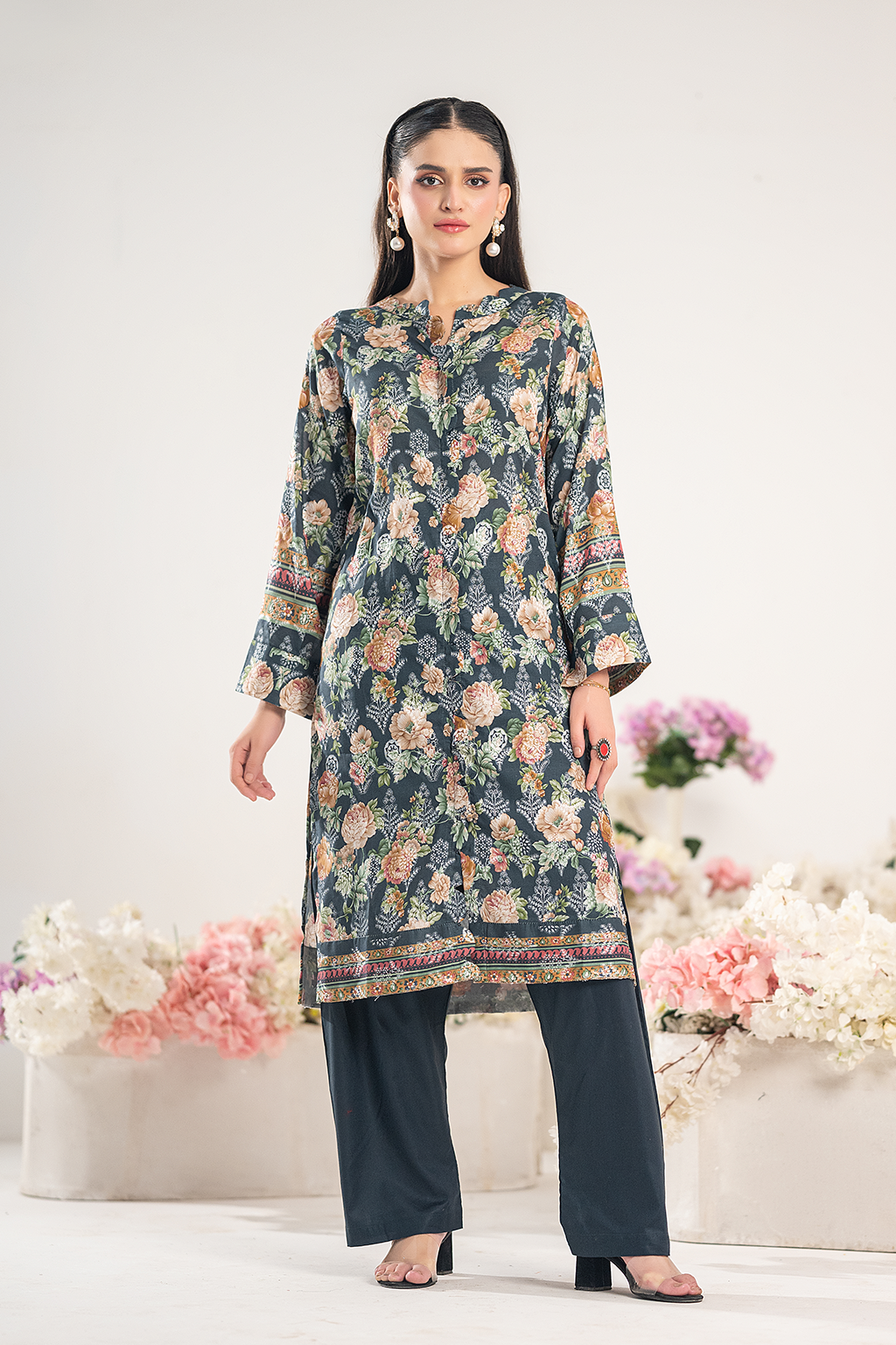 BLACK SLATE JACQUARD PRINTED SET | 2PC