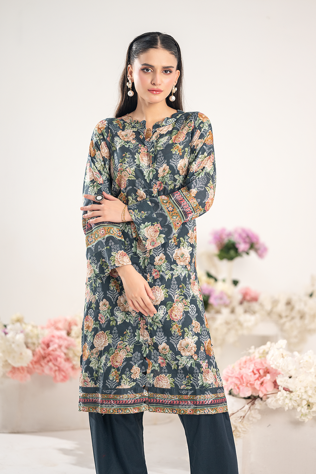 BLACK SLATE JACQUARD PRINTED SET | 2PC