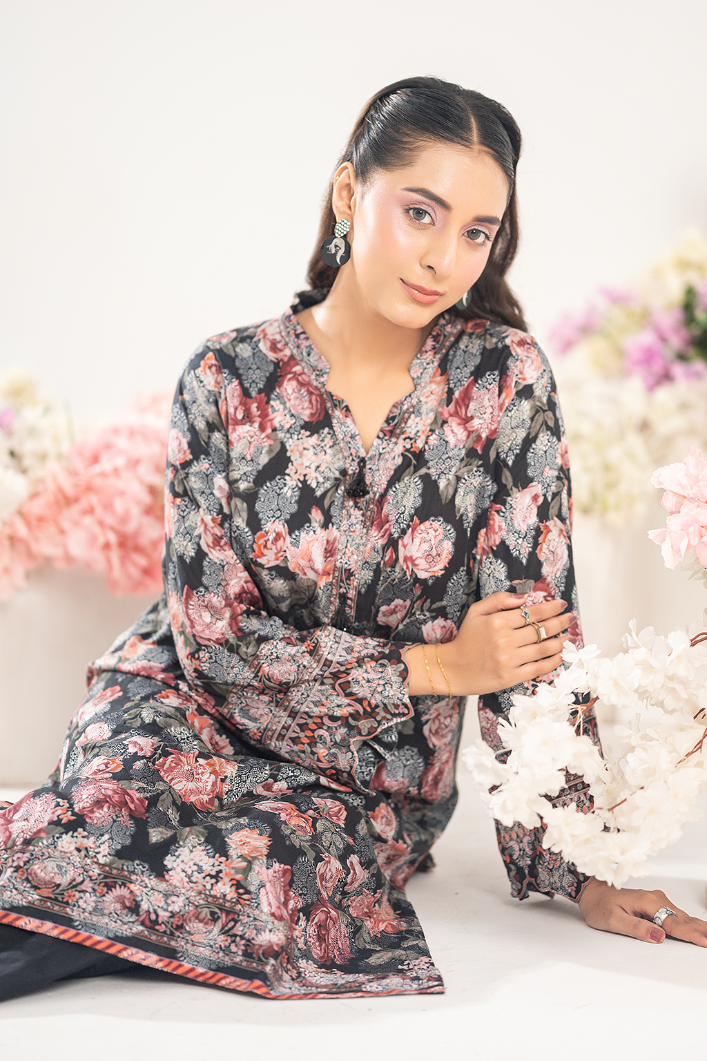 BLACK JEWEL JACQUARD PRINTED SET | 2PC