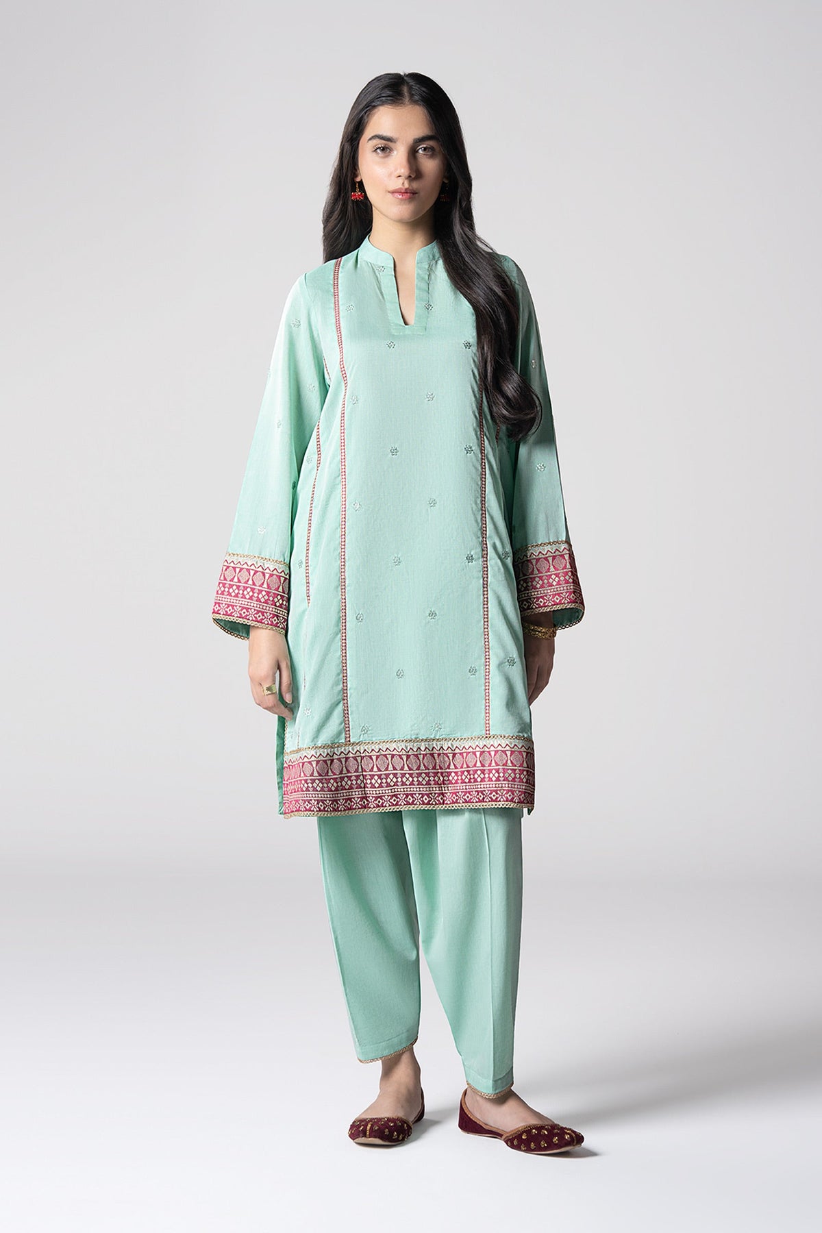2 Pc Embroidered Two Tone Suit