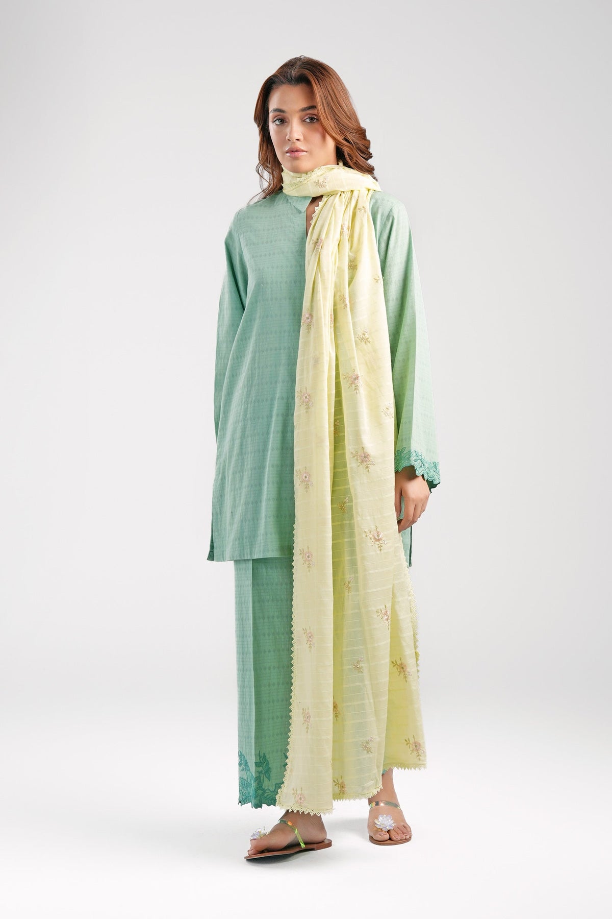 Embroidered Textured Voile Dupatta