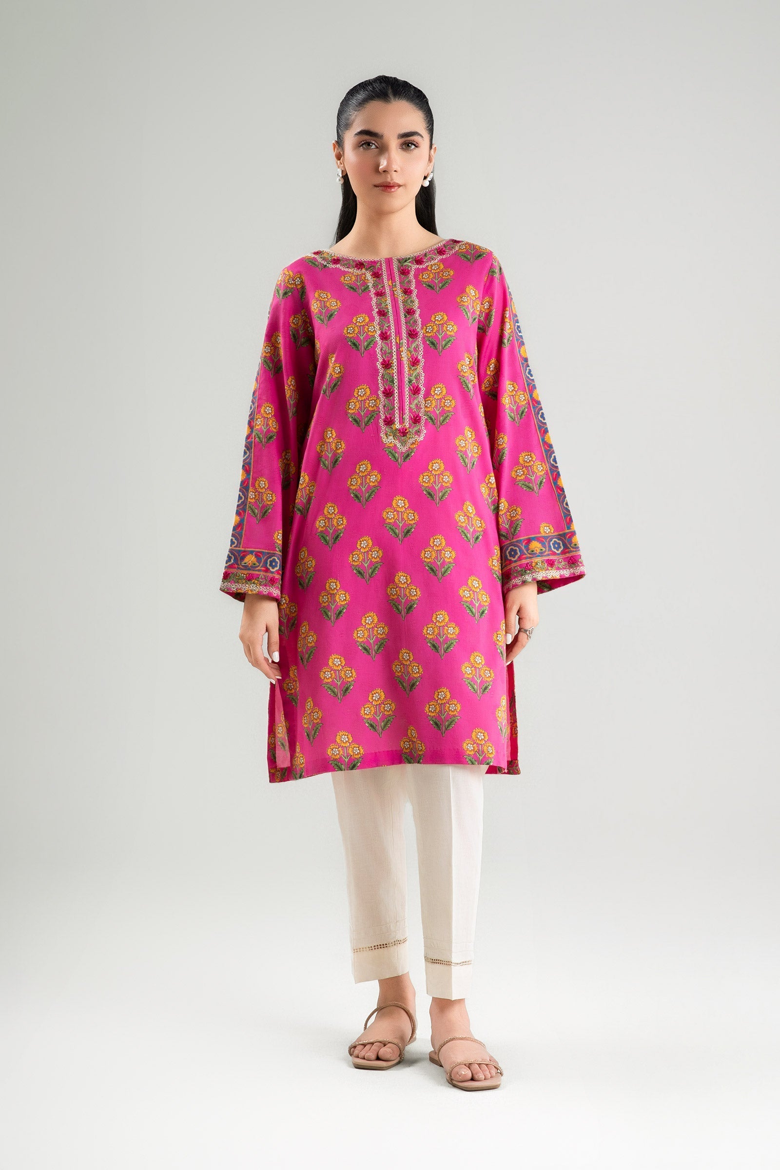 Embroidered Textured Cotton Shirt