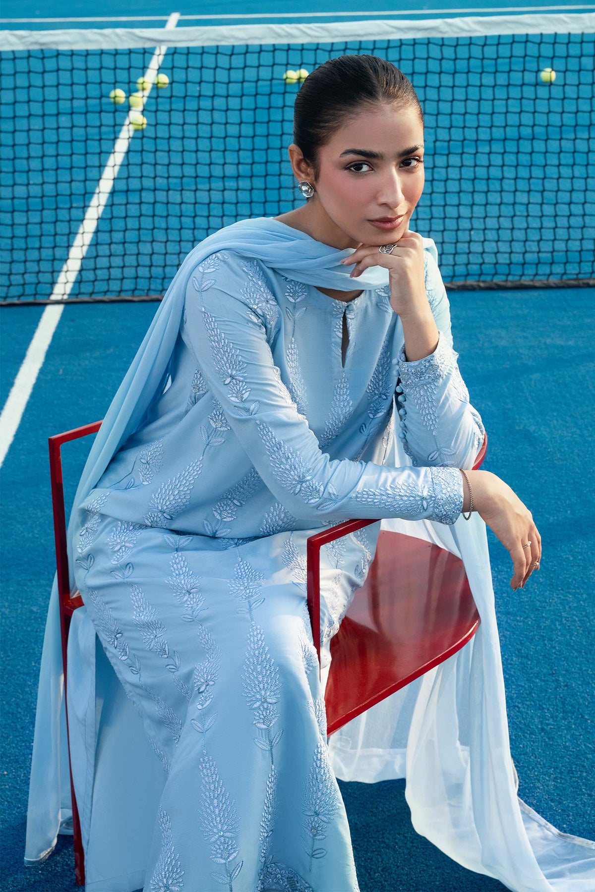 2 Pc Embroidered Arabic Lawn Suit