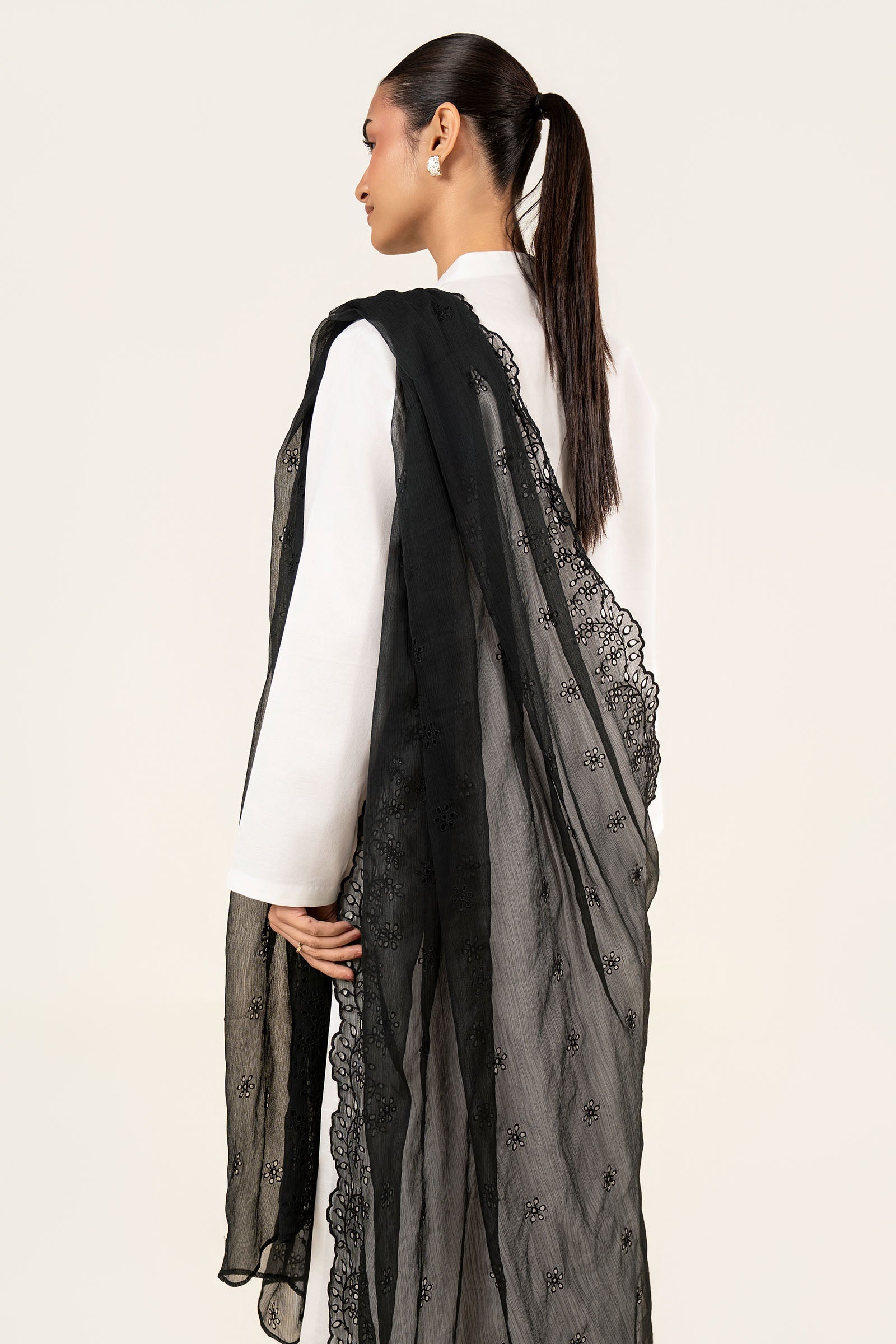 Embroidered Cationic Chiffon Dupatta