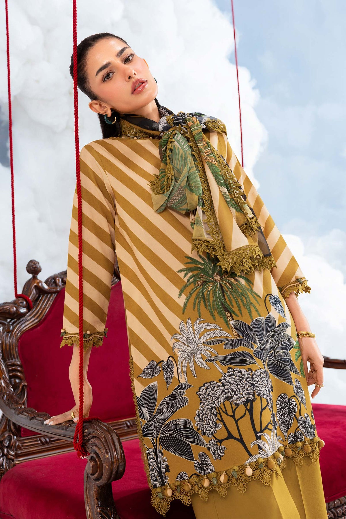 3 Pc Unstitched Embroidered Lawn Suit