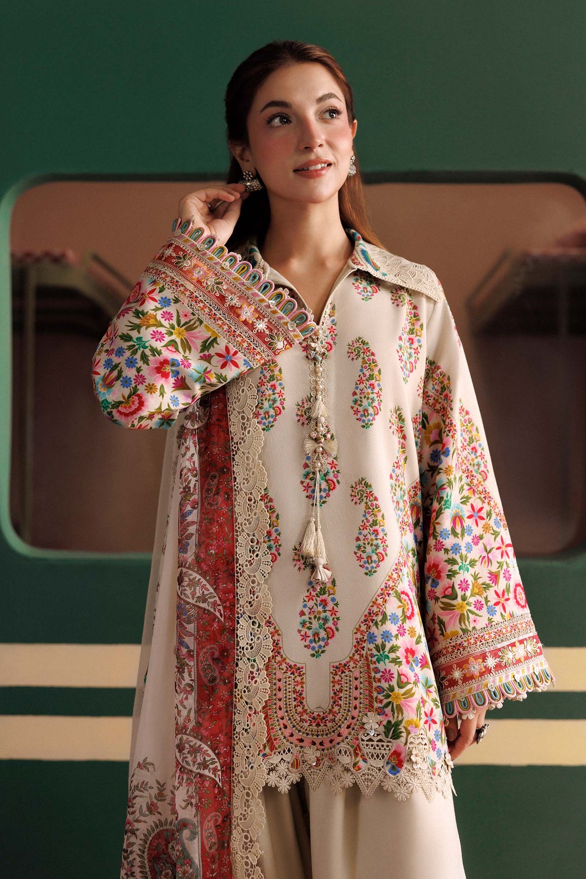 3 Pc Unstitched Embroidered Linen Suit