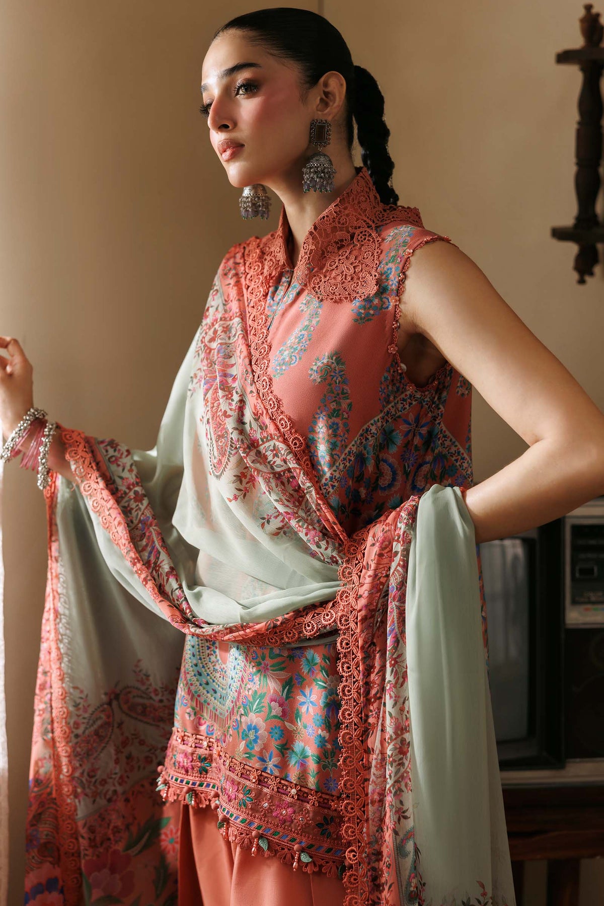 3 Pc Unstitched Embroidered Linen Suit