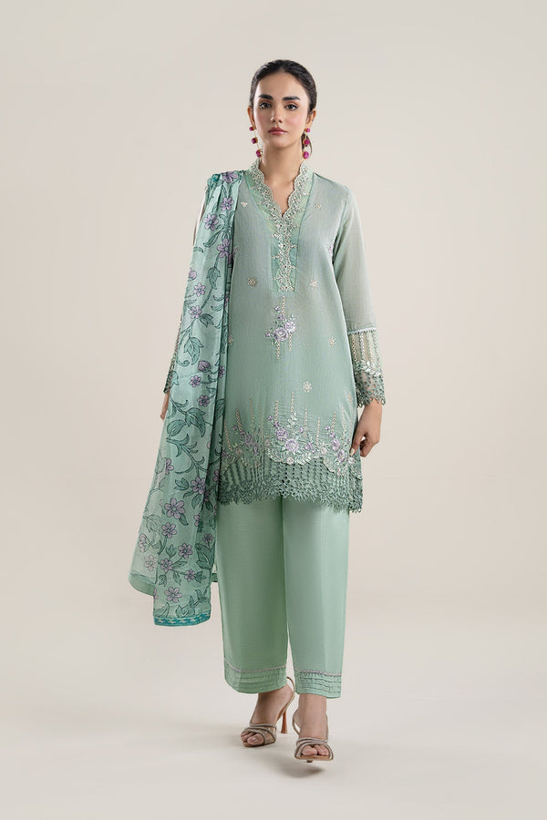 3 Pc Embroidered Lurex Pinstripe Suit
