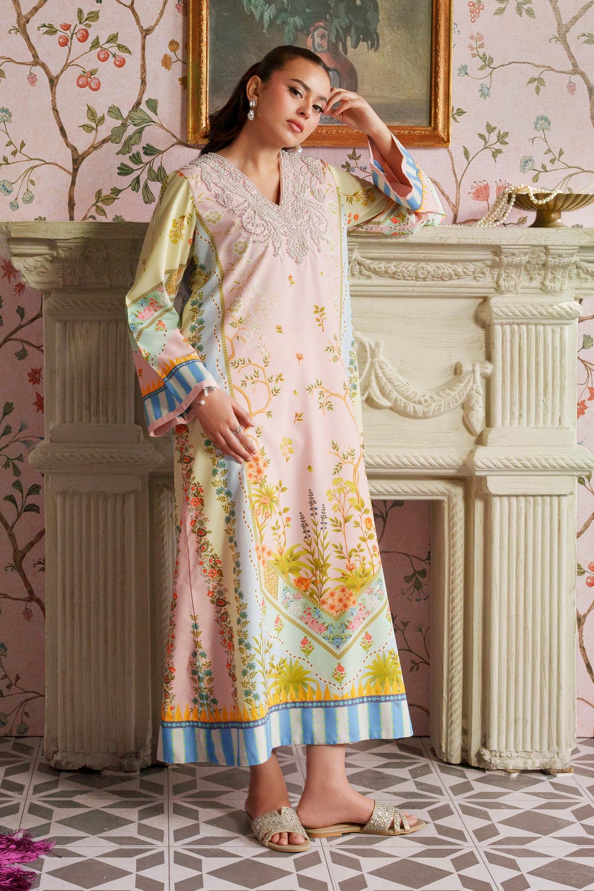 2 Pc Embroidered Crepe Suit - MBF2603-ESM-PML