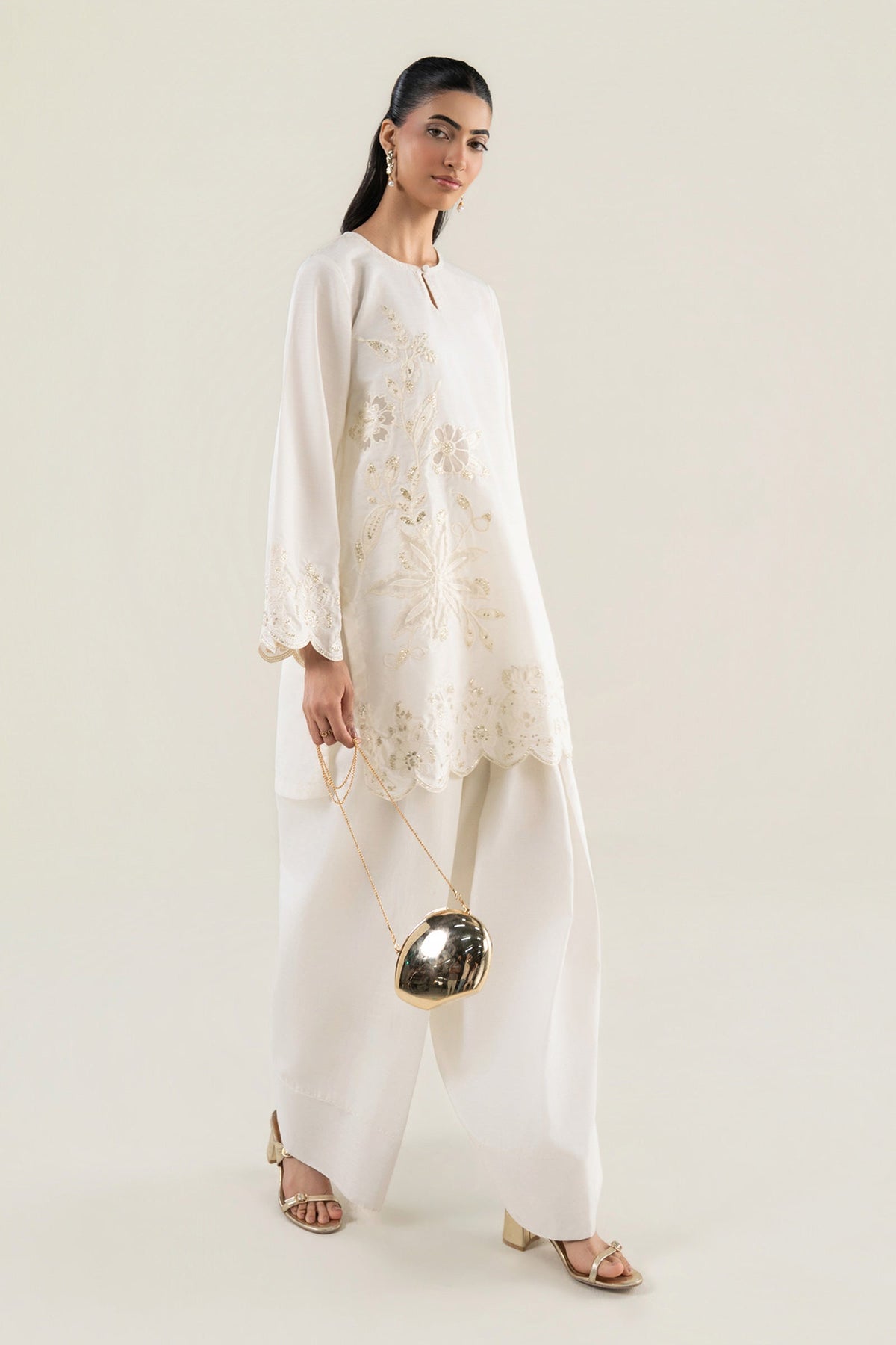 2 Pc Embroidered Raw Silk Suit