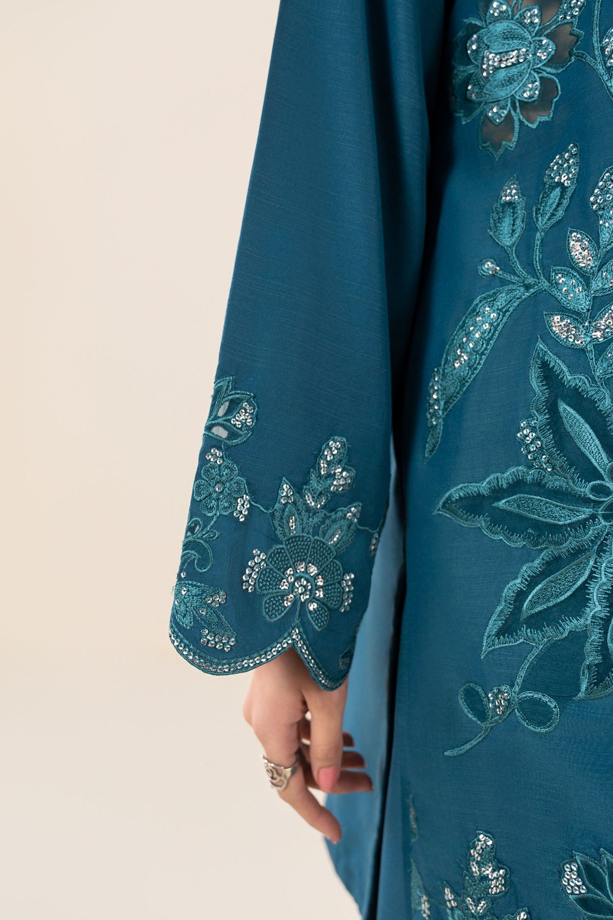 2 Pc Embroidered Raw Silk Suit - MBF266B-ESM-TEL