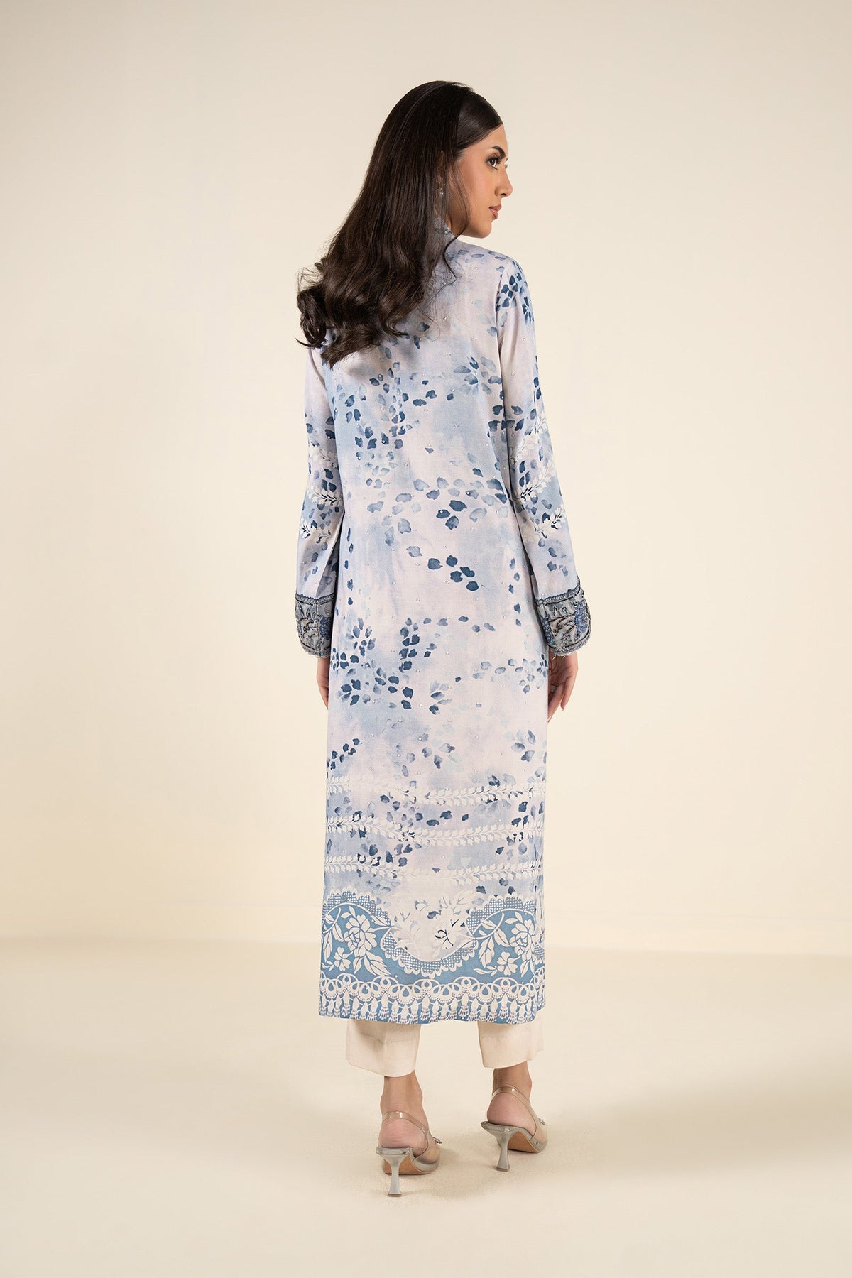 Embroidered Raw Silk Shirt - MBF2615-ESM-BLU